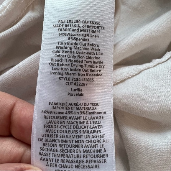 JOIE Jeans Lucilia Porcelain White Linen Blend Cropped Pleated Pants Size 2 - Picture 10 of 13